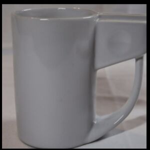 Hightea White Ceramic Unique Coffee or Tea Cup Mug With Tea Bag Holder Handle